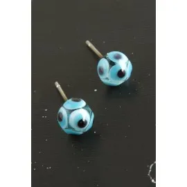 Nazar Top Cam Küpe-Açık Mavi