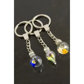 Sulu Karışık Fanus Anahtarlık-Gümüş Rengi