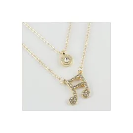 Nota Figürlü Yeni Sezon İkili Kolye-Sarı