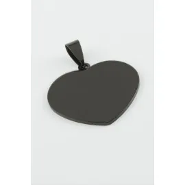 Kalp İsim Yazılabilir Çelik Kolye Ucu 2,5 cm-Siyah