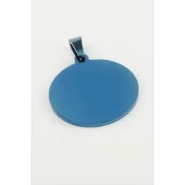 Yuvarlak İsim Yazılabilir Çelik Kolye Ucu 2,5 Cm-Mavi