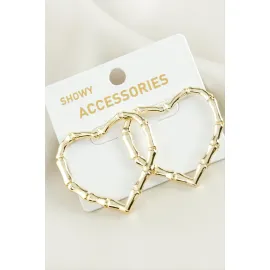 Kalp Trend Metal Küpe-Sarı