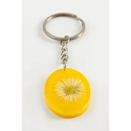 Papatya Oval Epoksi Anahtarlık-Sarı