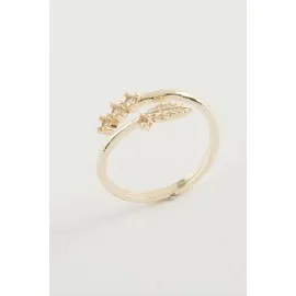 Yaprak Zirkon Taşlı Yüzük-Sarı