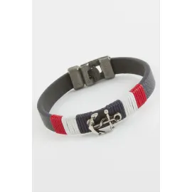 Çapa Kaliteli Suni Deri Bileklik-Lacivert