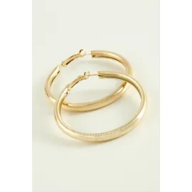 Noktalı Boru Halka Küpe 3,5 cm-Sarı