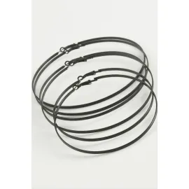 Noktalı Metal Halka Küpe 6 Adet-Siyah