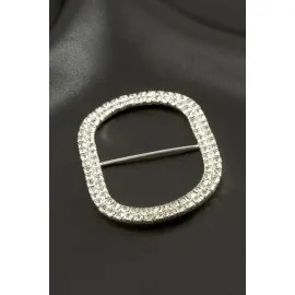 Oval Taşlı Kemer Tokası 2 Adet-Gümüş Rengi