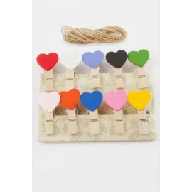 10 Adet Renkli Kalp Süs Mandal-Renkli