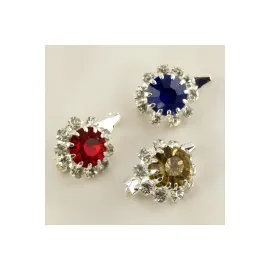 Oval Taşlı Broş-Renkli