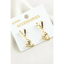 Kalp Trend Metal Küpe-Sarı