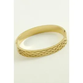 Oval Lüks Çelik Kelepçe Bileklik-Sarı