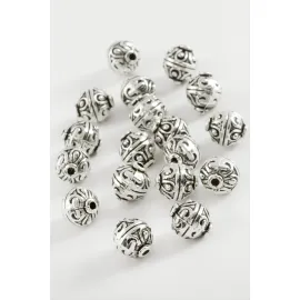 1,2 cm Çini Desenli Tesbih Ara Aparatı 50 Gram-Gümüş Rengi