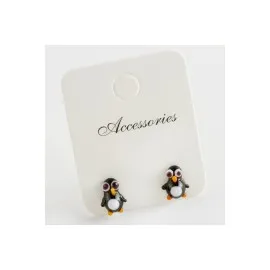 Penguen Cam Küpe-Siyah