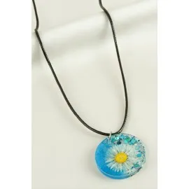 Papatya Epoksi Kolye-Mavi