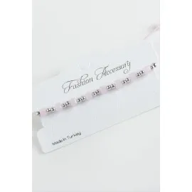 Küp Top Metal Kristal Bileklik-Açık Pembe