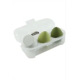 3 Adet Yumurta Kutulu Makyaj Süngeri-Yeşil