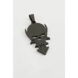 Kuru Kafa Çelik Kolye Ucu 3,5 Cm-Siyah