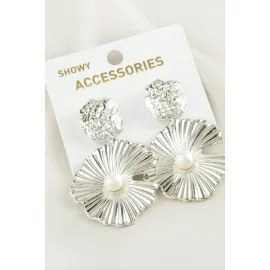 Papatya Yeni Sezon İnci Küpe-Gümüş Rengi