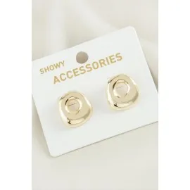 Oval Trend Metal Küpe-Sarı