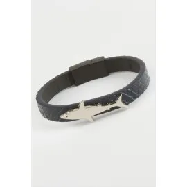 Balık Kaliteli Mıknatıslı Suni Deri Bileklik-Lacivert