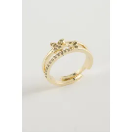 Kelebek Zirkon Taşlı Yüzük-Sarı