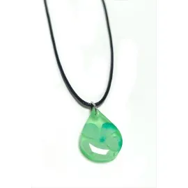 Kartopu Çiçeği Damla Epoksi Kolye-Yeşil