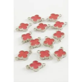 Çiçek Çift Kulplu Mineli Bileklik Ve Kolye Ucu Aparatı 1 Adet-Pembe