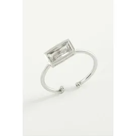 Dikdörtgen Zirkon Taşlı Yüzük-Sarı