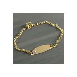 Oval İsim Yazılabilir Boş Plaka Bileklik-Sarı