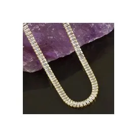 4 Mm Baget Taşlı Zirkon Lüks Çelik Kolye-Sarı