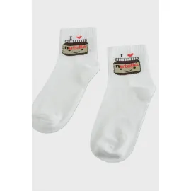 Çikolata Kolej Çorap 8X28-Beyaz
