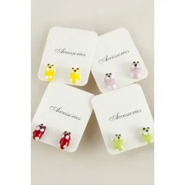 Köpek Cam Küpe-Renkli