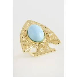 Balık Turkuaz Taşlı Yüzük-Sarı