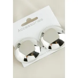 Yuvarlak Yeni Sezon Metal Küpe-Gümüş Rengi