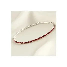 2 Mm Minik Şerit Taşlı Suyolu Bileklik-Kırmızı