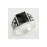 Kristal Taşlı Metal Erkek Yüzük-Siyah