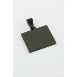 Kare İsim Yazılabilir Çelik Kolye Ucu 2X2 Cm-Siyah