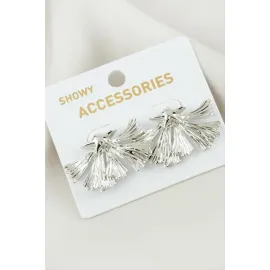 Yaprak Metal Küpe-Gümüş Rengi