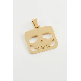 Kuru Kafa Çelik Kolye Ucu 2,5 Cm-Sarı