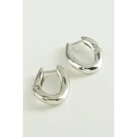 Oval Trend Metal Küpe-Gümüş Rengi