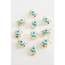 Kaplumbağa Nazar Mineli Aparat 1 Adet-Beyaz