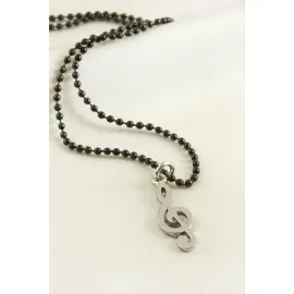 Çapa Top Zincirli Erkek Kolye-Siyah