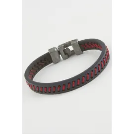 İpli Kaliteli Suni Deri Bileklik-Siyah