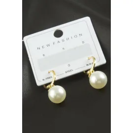 Yuvarlak İnci Küpe-Sarı