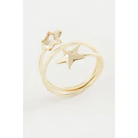 Kalp Yıldız Zirkon Taşlı Yüzük-Sarı