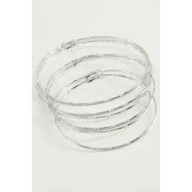 Noktalı Metal Halka Küpe 6 Adet-Gümüş Rengi