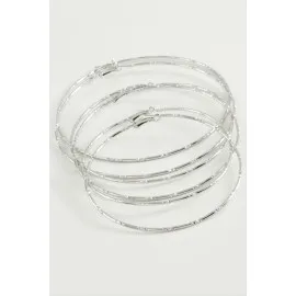 Noktalı Metal Halka Küpe 6 Adet-Gümüş Rengi