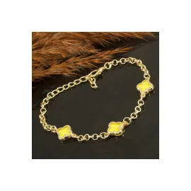 Çiçek Mineli Yeni Sezon Zincir Bileklik-Sarı