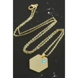 Altıgen İsim Yazılabilir Kolye-Gümüş Rengi